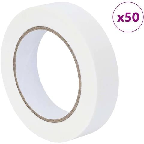 Nastri Adesivi per Pittori 50 pcs Bianco 25mm x 50m Carta - Foto 1