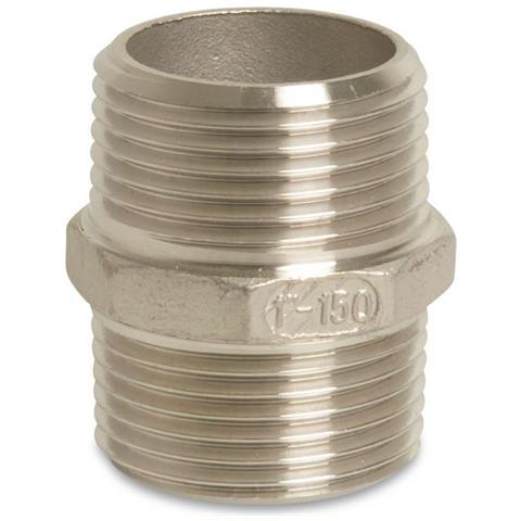 Doppio Nipplo In Acciaio Inox  Raccordo Filettato 1 1/2   Acciaio V4a - Foto 1