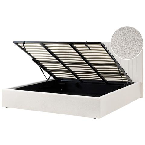 Letto Contenitore Bouclé Vion 180 X 200 Cm Bianco Sporco - Foto 2