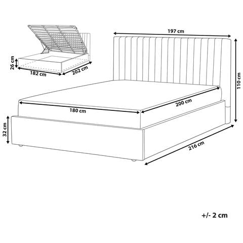 Letto Contenitore Bouclé Vion 180 X 200 Cm Bianco Sporco - Foto 8