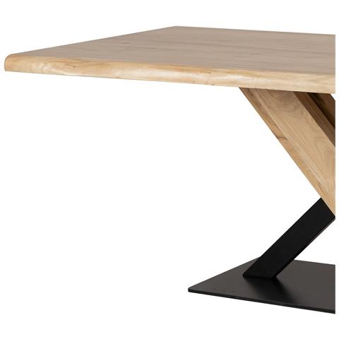 Tavolo Da Pranzo In Legno Di Acacia Finitura Colore Naturale 200x100x76 - Foto 2