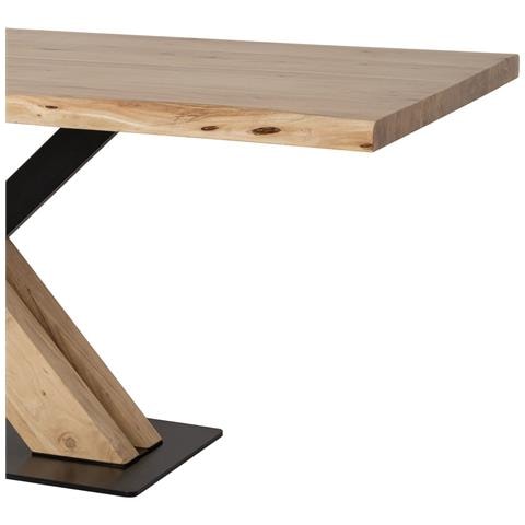 Tavolo Da Pranzo In Legno Di Acacia Finitura Colore Naturale 200x100x76 - Foto 4