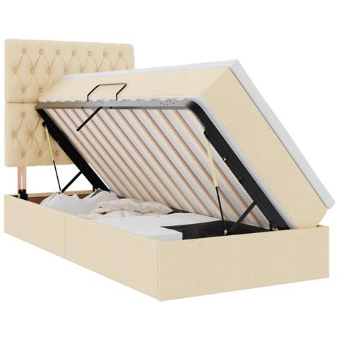Letto con contenitore e materasso Crema 90 x 190 cm Poliestere - Foto 1
