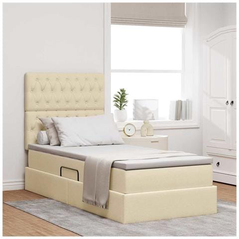 Letto con contenitore e materasso Crema 90 x 190 cm Poliestere - Foto 2