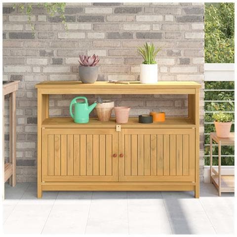 Tavolo consolle da giardino Acacia chiaro 110 x 35 x 75 cm - Foto 2