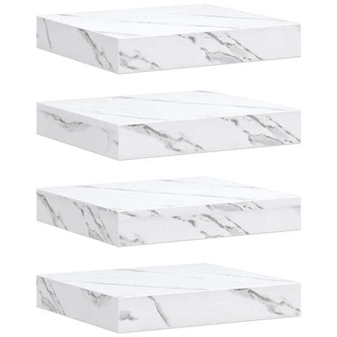Scaffale da parete 4 pcs Marmo Bianco 23 x 23,5 x 4 cm - Foto 1