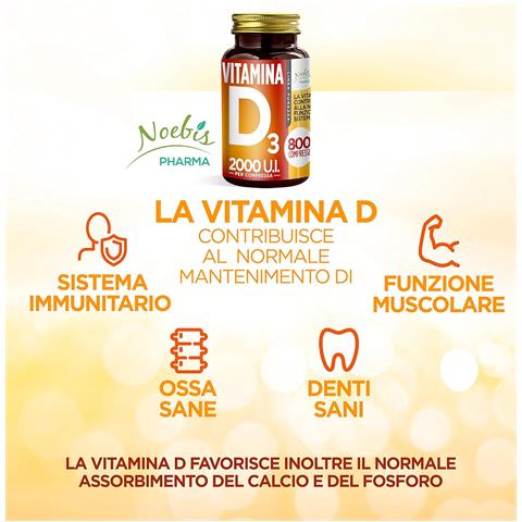 Vitamina D3 2000 UI 800 Compresse - Colecalciferolo 50 mcg - Ossa, Denti, Muscoli e Difese Immunitarie (Confezione sestupla) - Foto 5