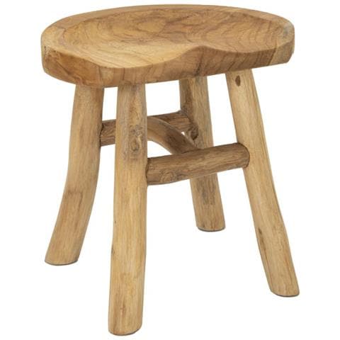 Sgabello Basso Natura 13-marrone-legno-40x32x42 Cm - Foto 1