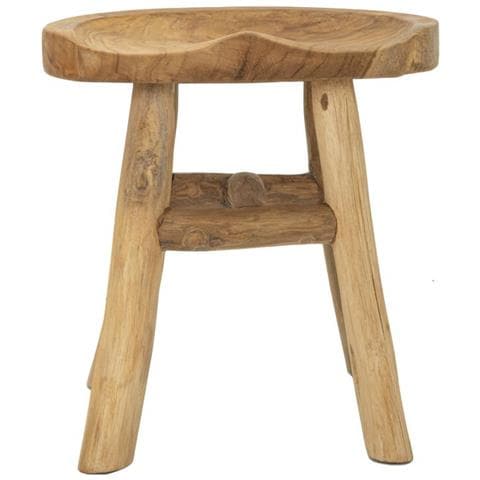 Sgabello Basso Natura 13-marrone-legno-40x32x42 Cm - Foto 2