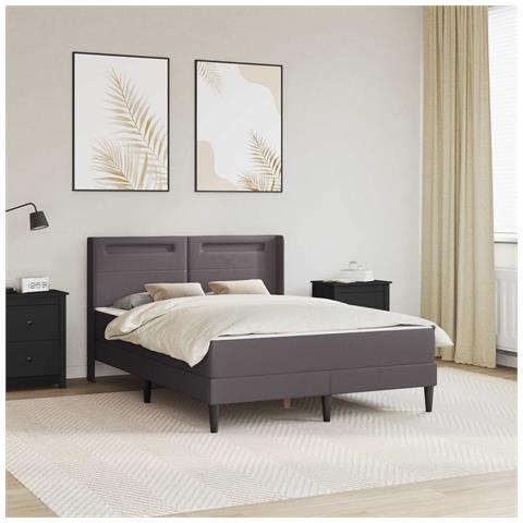 Struttura letto con materasso Grigio 120 x 200 cm Similpelle - Foto 2
