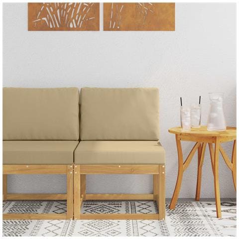 Set di divani da esterno Bianco e Beige 59 x 63 x 73 cm - Foto 2