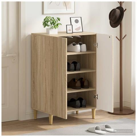Mobile per scarpe ARNHEM 59,5 x 39,5 x 90 cm Rovere Sonoma - Foto 2