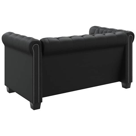 Divano Chesterfield a 2 Posti in Pelle Artificiale Nero - Foto 2