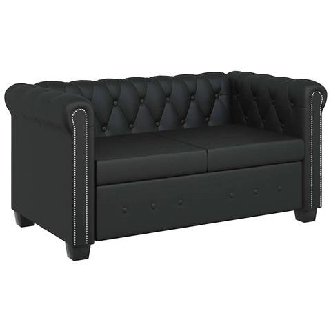 Divano Chesterfield a 2 Posti in Pelle Artificiale Nero - Foto 1