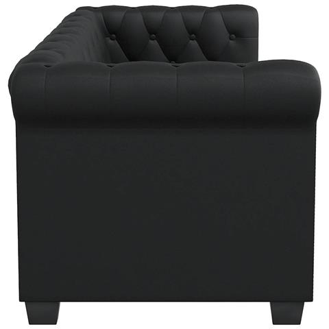 Divano Chesterfield a 2 Posti in Pelle Artificiale Nero - Foto 5