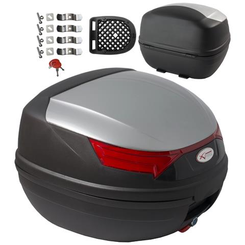 Bauletto Moto Scooter Baule Valigia Rigida Universale Top Case Argento - Foto 1