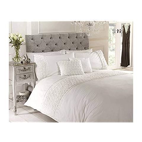 Chateau Belle Maison De E Fiocco Rosa In Rilievo-set Di Copripiumino E Federa In Policotone, Crema, Matrimoniale Super King Size - Foto 2