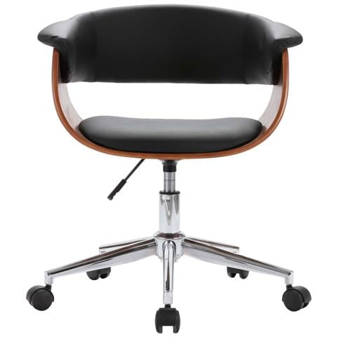 Sedia Da Pranzo Girevole Nera In Legno Piegato E Similpelle - Foto 7