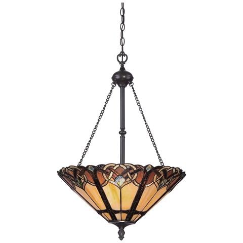 Lampada Da Soffitto Tiffany A 3 Luci, Finitura Bronzo, Attacco E27 - Foto 3