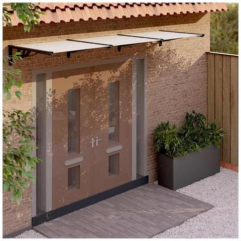 Tettoia per Porta Nero e Trasparente 358,5x90 cm Policarbonato - Foto 6