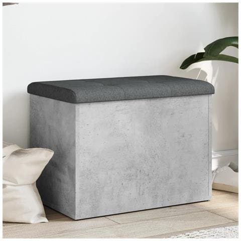 Panca Portaoggetti Grigio Cemento 62x42x45 Cm Legno Multistrato - Foto 1