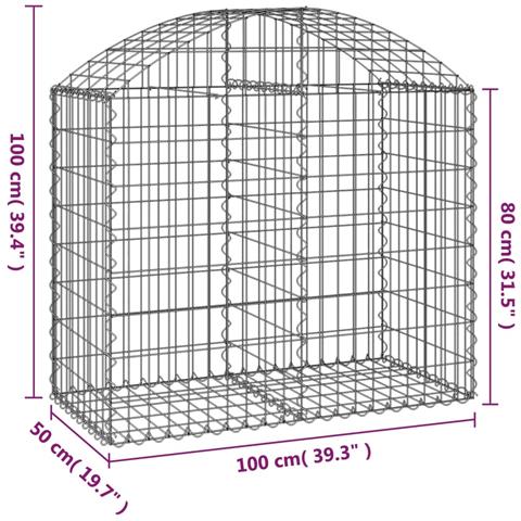 Cesto Gabbione Ad Arco 100x50x80/100 Cm Ferro Zincato - Foto 4