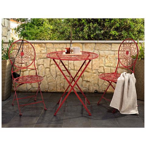 Tavolino Bistrot Scario 70 Cm 70 Cm Metallo Rosso - Foto 1