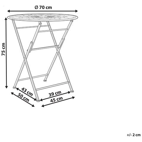 Tavolino Bistrot Scario 70 Cm 70 Cm Metallo Rosso - Foto 6