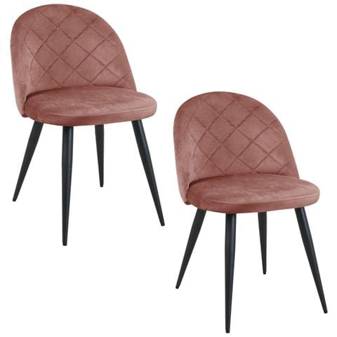 Set di 2 Sedie da Pranzo in Velluto SJ. 077, Colore Rosa - Foto 1