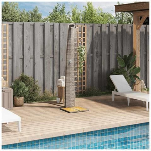 Doccia Da Esterno Grigia 55x60x224 Cm Polyrattan E Legno Acacia - Foto 2