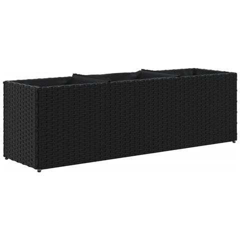 Fioriera Da Giardino Con 3 Vasi Nera 105x30x32 Cm In Polyrattan - Foto 2