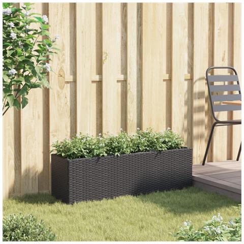 Fioriera Da Giardino Con 3 Vasi Nera 105x30x32 Cm In Polyrattan - Foto 3