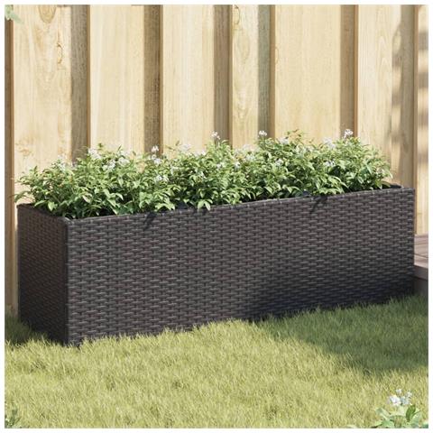 Fioriera Da Giardino Con 3 Vasi Nera 105x30x32 Cm In Polyrattan - Foto 1