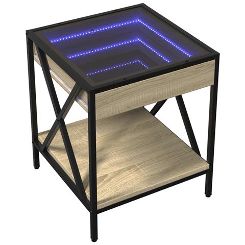 Comodino Con Led Infinity Rovere Fumo 40x40x49 Cm - Foto 3