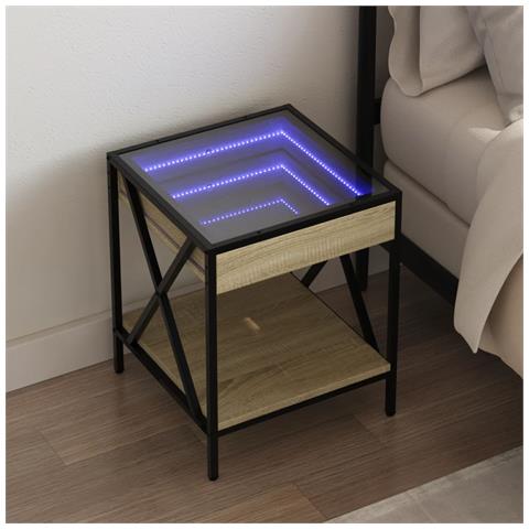 Comodino Con Led Infinity Rovere Fumo 40x40x49 Cm - Foto 1
