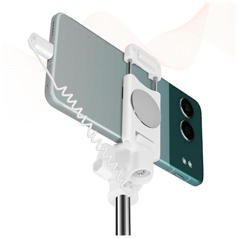 Selfie Stick Usb-c Con Specchietto Integrato E Tasto Otturatore, Bianco - Foto 2