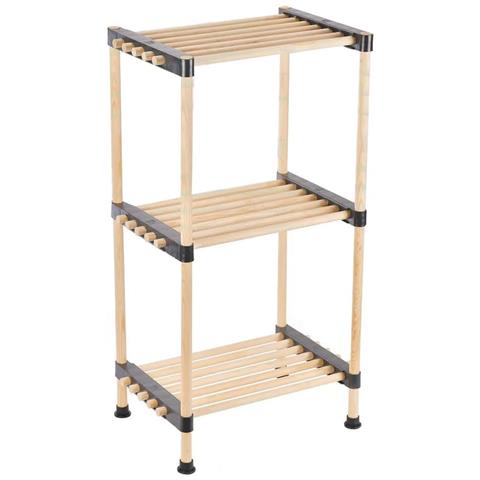 Scaffale Da Bagno Portaoggetti 3 Ripiani Legno Bambù, Mensole A Colonna Multiuso, Organizer Libreria Cucina, Garage, Giardino,colore Naturale,dimensioni P28xl40xh75 Cm - Foto 2