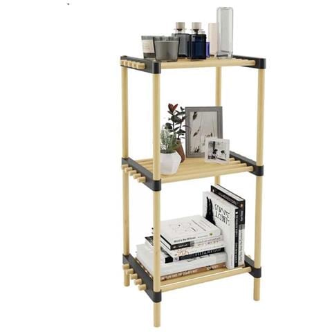 Scaffale Da Bagno Portaoggetti 3 Ripiani Legno Bambù, Mensole A Colonna Multiuso, Organizer Libreria Cucina, Garage, Giardino,colore Naturale,dimensioni P28xl40xh75 Cm - Foto 1