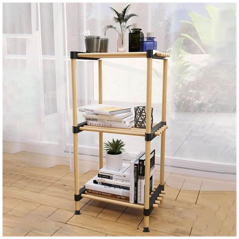 Scaffale Da Bagno Portaoggetti 3 Ripiani Legno Bambù, Mensole A Colonna Multiuso, Organizer Libreria Cucina, Garage, Giardino,colore Naturale,dimensioni P28xl40xh75 Cm - Foto 3