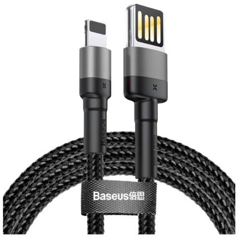 Cavo Di Ricarica E Trasferimento Usb-lightning Bifacciale Da 2,4a 1m, Nero - Foto 1