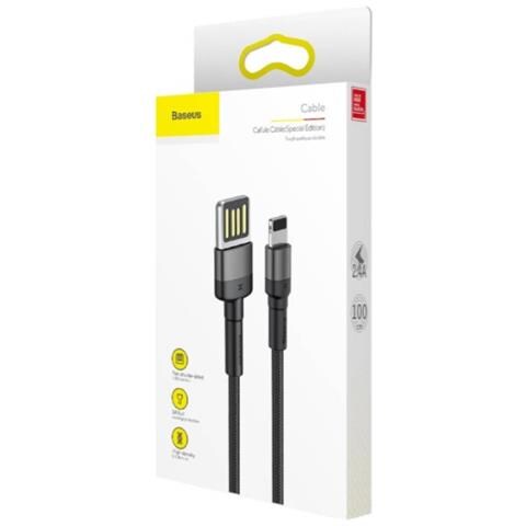 Cavo Di Ricarica E Trasferimento Usb-lightning Bifacciale Da 2,4a 1m, Nero - Foto 5