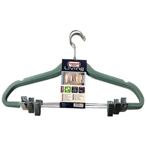 Set 3 Grucce Appendiabito Con Pinze Velluto 46cm - Foto 1