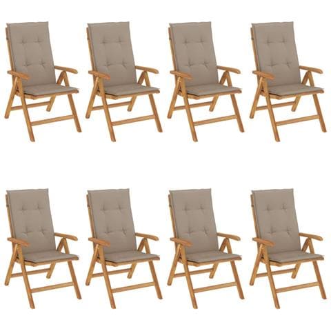 Sedie da Giardino Reclinabili con Cuscini 8 pz in Legno di Teak - Foto 1