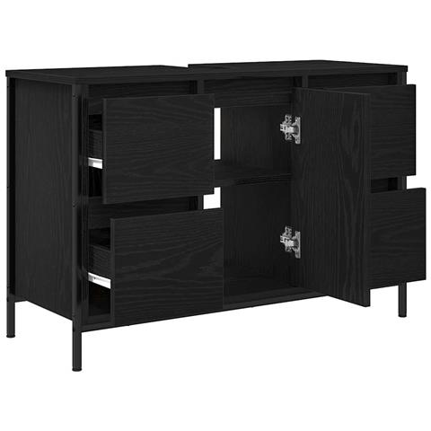 Mobile Lavabo con Cassetti Rovere Nero 90x34,5x60 cm - Foto 2