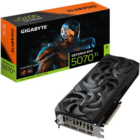 GeForce RTX 5070 Ti WINDFORCE OC SFF 16G Scheda Grafica - 16GB GDDR7, 256 bit, PCI-E 5.0, 2497 MHz Core Clock, 3 x DP 2.1a, 1 x HDMI 2.1b, NVIDIA DLSS 4, GV-N507TWF3OC-16GD - Foto 1