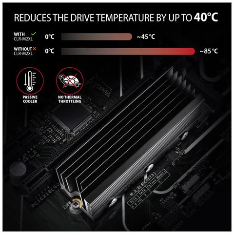 CLR-M2XL sistema di raffreddamento per computer M. 2 NVMe SSD, Unità allo stato solido Dissipatore di calore /Radiatore Nero 1 pz - Foto 6