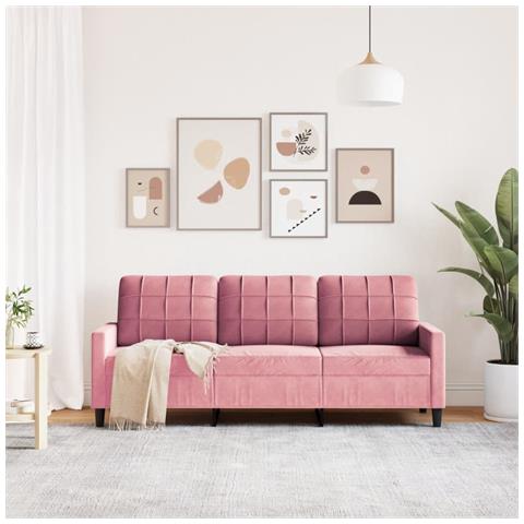 Divano A 3 Posti Rosa 180 Cm In Velluto - Foto 3