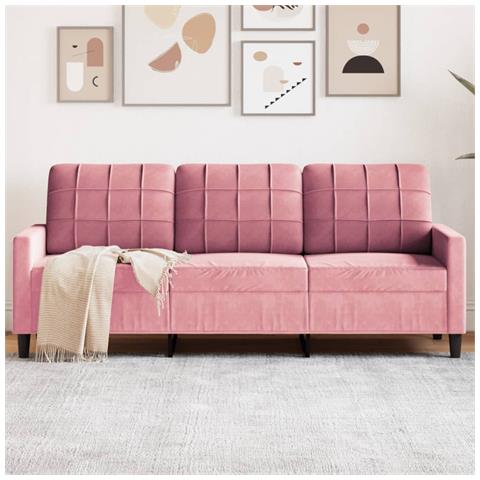Divano A 3 Posti Rosa 180 Cm In Velluto - Foto 1