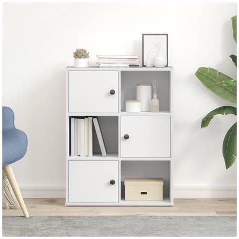 Libreria Bianca 60x24x76,5 Cm In Legno Multistrato - Foto 3