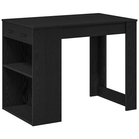 Scrivania Con Cassetto E Ripiano Rovere Nero Legno Multistrato - Foto 2